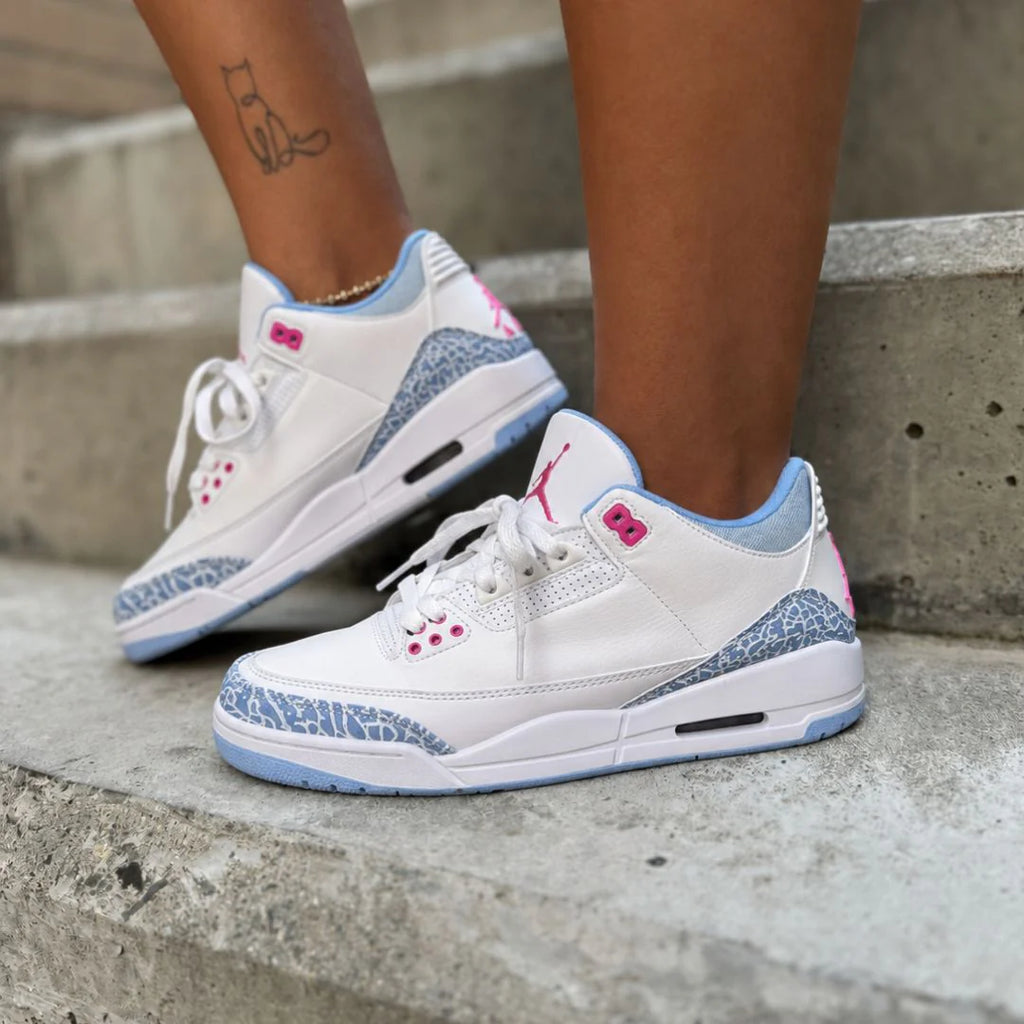 JORDAN RETRO 3 BLANCA AZUL ROSA